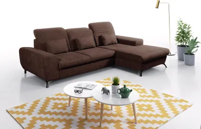 Produktbild von Masseno Ecksofa LUCE R-S mit Schlaffunktion L-Form, Sofa mit Bettkasten, Wohnzimmersofa, Couch, Soffa, Bettsofa, Couchgarnitur- Braun, AVRA 06