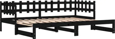Obrázek produktu pro Výsuvná postel černá 2x (80 x 200) cm masivní borovice
