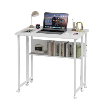 Produktbild von Computertisch Schreibtisch Klapptisch Gaming Tisch Büro und Zuhause Bürotisch aus MDF 80×58x75cm Weiß
