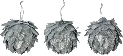 Zdjęcie produktu dla Clayre & Eef Wisiorek dekoracyjny Kwiaty Ø 8x8 cm Plastik w kolorze srebrnym