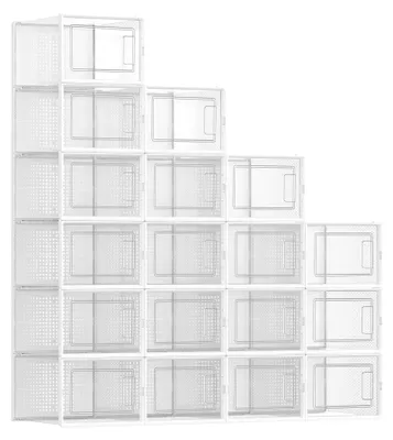 Produktbild von Schuhboxen - Schuhaufbewahrung - 18er-Pack - Faltbar - Für Schuhe bis EU 44/46 - Schwarz