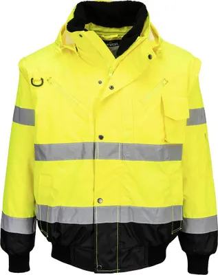 Obrázok produktu pre Bomberová bunda 3 v 1 s vysokou viditeľnosťou, dvojfarebná – veľkosť XS – žltá/čierna – Portwest