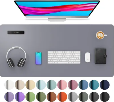 Zdjęcie produktu dla Aothia podkładka pod mysz 91x43cm jasnoszara zamszowa skóra PU