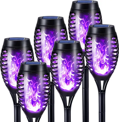 Produktbild von Solar Gartenbeleuchtung - Gartenbeleuchtung - Außenlampe - Gartenfackel - 6-teilig - IP65 Wasserdicht - Flammeneffekt