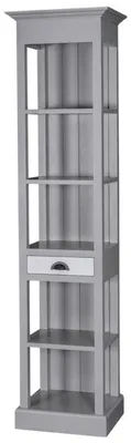 Produktbild von Casa Padrino Landhausstil Regalschrank mit Schublade Grau / Hellgrau 50 x 39 x H. 197 cm - Landhausstil Möbel