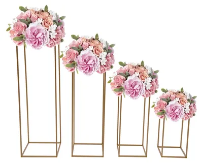 Produktbild von Set mit 4 goldenen Blumenständern für Innen- und Außenbereich