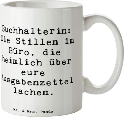 Produktbild von Mr. & Mrs. Panda Teebecher Spruch Buchhalterin Humor - Weiß - Geschenk, Kaffeetasse, cappuccinotasse, Pott, stille Beobachterin, Berufsleben, Beruf, Tasse, Kaffeebecher