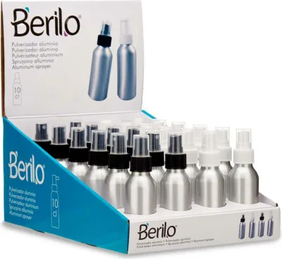 Image de Vaporisateur rechargeable Berilo CH9979-2 Blanc Noir Transparent Argenté Aluminium Polypropylène 100ml (24 pièces)