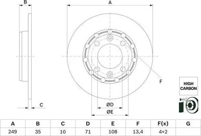 Produktbild von 2x BOSCH Bremsscheibe 0 986 479 H15 für OPEL Corsa F MOKKA für VAUXHALL MOKKA