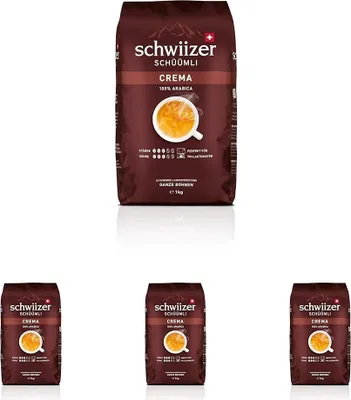 Produktbild von 4x SCHWIIZER SCHÜÜMLI Bohnenkaffee Schwiizer Crema  1kg SCHWIIZER CREMA