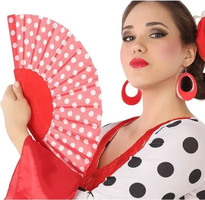 Produktbild von Atosa Sevillanischer Fächer Mit Punkten Rosa  Rosa One Size