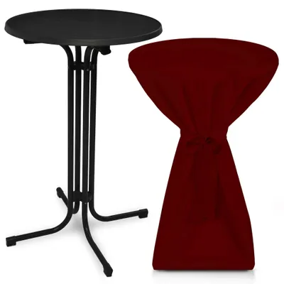 Produktbild von Beautissu Outdoor Stehtisch Bellini, klappbar, Ø80cm, Bordeaux, mit Husse
