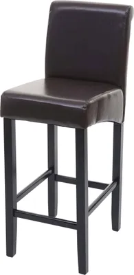 Produktbild von Barhocker HWC-C33, Barstuhl Tresenhocker, Holz MVG-  braun, dunkle Beine, Leder