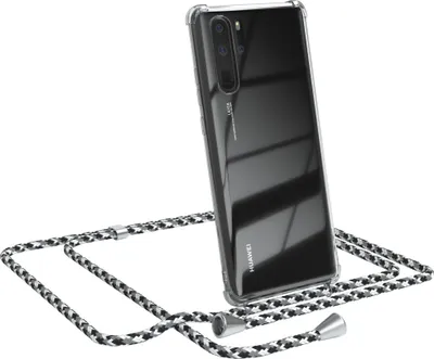Produktbild von EAZY CASE Handykette kompatibel mit Huawei P30 Pro, Handyhülle mit Umhängeband, Handykordel, Schutzhülle Clear, Band in Schwarz