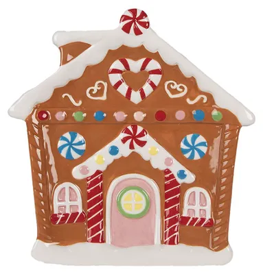 Produktbild von Clayre & Eef Frühstücksteller Lebkuchenhaus 20x21x2 cm Braun Keramik