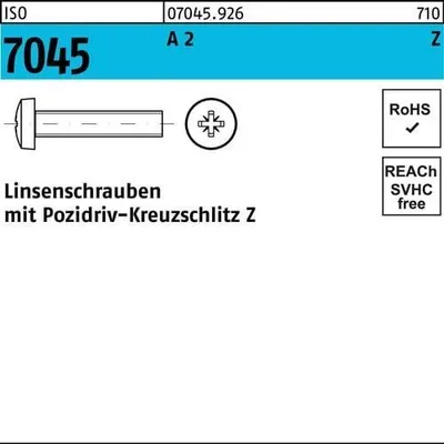 Produktbild von Reyher  Flachkopfschrauben ISO 7045 A 2 M 8 x 10 -Z A 2 (200 Stück)