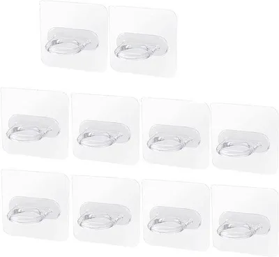Obrázok produktu pre Sada 10 PVC háčikov na stenu – samolepiace – okrúhle – vodeodolné – 7 x 7 cm
