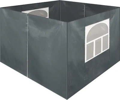 Produktbild von CLIPOP 4 Seitenteile für 2x2 m Pavillon, 2 Seitenteile mit Reißverschluss, 2 mit Fenstern, Grau