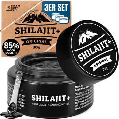 Produktbild von Shilajit Original Himalaya – 90g (30g x3) - 180 Tage Vorrat – Premium Pure Shilajit Hochdosiert Aus Himalya Handernte Inkl. 500mg Dosierlöffel