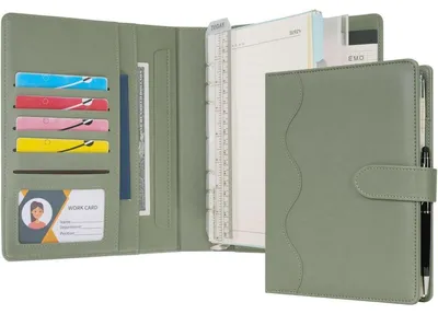 Productafbeelding van Dagboek met lijntjes, van Polyurethanleer, formaat A5, navulbaar, ringband, kleur groen