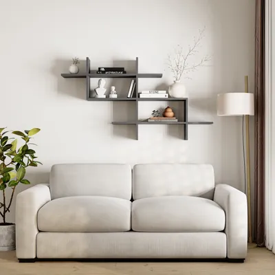 Produktbild von DECORTIE Halic Wandregal Modern Bücherregal Anthrazit Grau, 150 x 22 x 82 cm