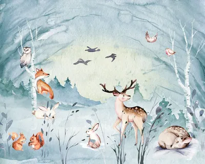 Produktbild von Komar Fototapete Animal Sleepover Blau - 610860 - 350 x 280 cm
