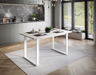 Produktbild von Ausklappbarer Tisch ART 150-198 cm, Weiß / Weiß Matt
