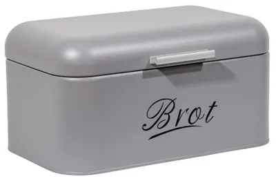 Metall-Brotdose mit Deckel, Retro-Design, 31 cm, grau