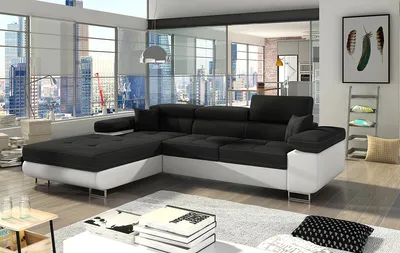 Produktbild von NABBI Ecksofa mit Zersetzung u Lagerraum Alkazar L - Schwarz-Weiss