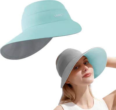Image de Femmes soleil visière large bord vide top protection UV chapeau de plage pliable queue de cheval pour l'été en plein air tennis