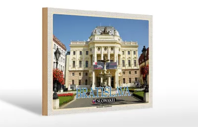 Produktbild von Holzschild Reise 30x20cm Bratislava Slowakei Slowakisches Theater