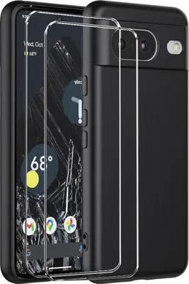 Produktbild von 2in1 Schutz Cover Set für das Google Pixel 7a besteht aus 2x 9H Glas Folie Display Schutzfolie und 1x Silikon Case Schutzhülle - Hülle in Schwarz