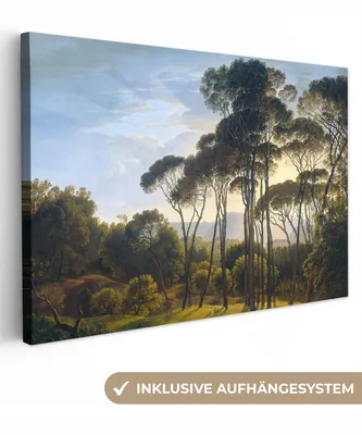Produktbild von MuchoWow® - Leinwandbilder - Italienische Landschaft mit Zirbelkiefer - Kunst - Alte Meister, Wandbild, Wanddeko Bilder Wohnzimmer, 30x20 cm