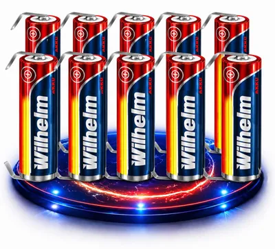 Produktbild von 10 x Lithium Ionen Akku Wilhelm 3,7 V LÖTFAHNE U Form 800 mAh Typ 14500 Li Ion AA