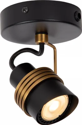 Zdjęcie produktu dla Spot reflektor natynkowy Tundran czarno-złoty 1xGU10x5W metal wym:15,5x10x10cm IP20 Lucide