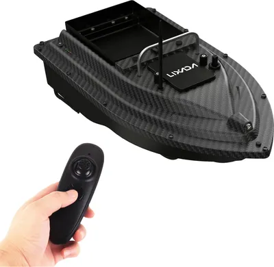 Produktbild von LIXADA kabelloses ferngesteuertes Köderboot, Angelfutterautomat, Nestbauboot mit Kohlefasermuster, 5200 mAh, 400–500 m Fernbedienungsreichweite