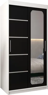 Produktbild von MEBLE KRYSPOL Promo 2100 Schlafzimmerschrank zwei Schiebetüren - Mattweiß + Mattschwarz