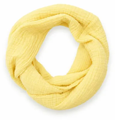 Immagine prodotto di Sciarpa a loop in mussola di cotone, tinta unita, marca Ziona Damen, ideale per la primavera e l'autunno, prodotta in Italia (colore: giallo)