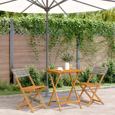 Produktbild von Maison Exclusive - 3-tlg. Bistro-Set Grau Poly Rattan und Massivholz