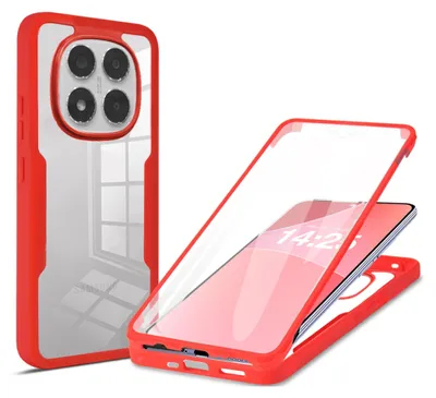 Produktbild von 360 Grad Rundum Schutz Handyhülle für Xiaomi Redmi Note 14 Pro Full Cover Vollschutz Case Farbe: Rot