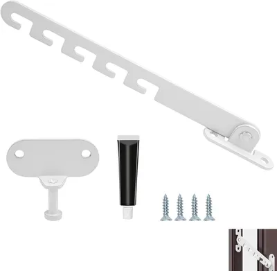 Imagen del producto de Limitadores de apertura de ventanas ajustables, de metal/PVC/aluminio, color blanco, con sistema de seguridad para el hogar
