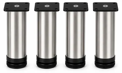 Möbelfüße Edelstahl gebürstet, 150 mm, höhenverstellbar, 4er-Set