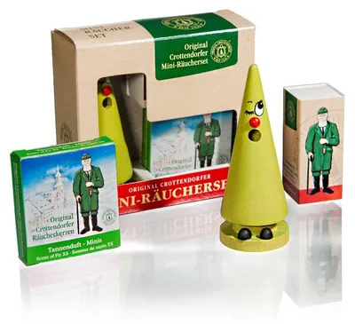 Produktbild von Crottendorfer Räucherfigur Ziegenbein Wilma Waldmoos inklusive Räucherkerzen Tanne Größe S (Klein) - Inhalt 24 Stück - 2071-1