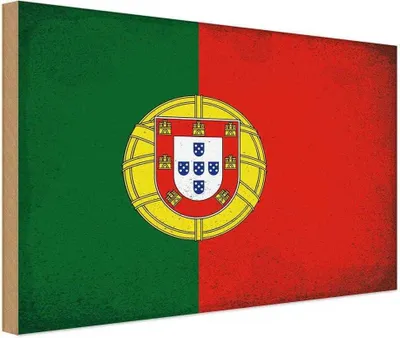 Produktbild von vianmo Holzschild 20x30 cm Portugal Vintage Flagge Fahne Wappen