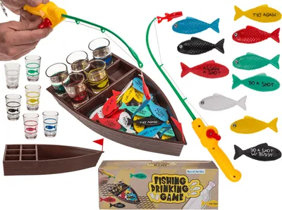 Produktbild von OOTB Trinkspiel Fische angeln mit 4 Shootergläsern