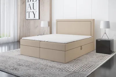 Produktbild von Boxspringbett RODI 180x200 mit 2 Bettkästen, Bonell-Matratze und Topper. Farbe: Beige.