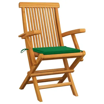 Zdjęcie produktu dla VidaXL 3062546, Taras, Obite siedzisko, Drewno tekowe, Zielony, Poliester, 550 mm