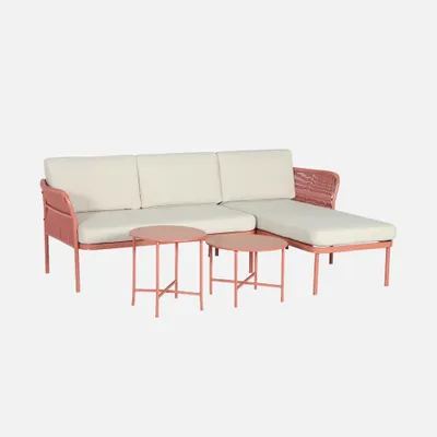 Produktbild von sweeek - Eck-Gartenlounge aus Stahl mit Seilbespannung für 4 Personen - Beige