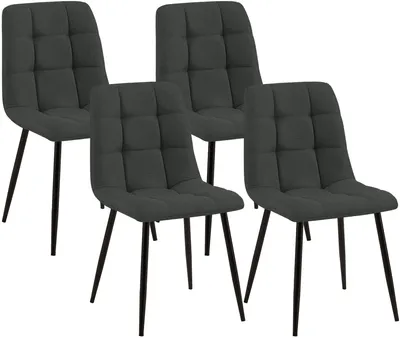 Produktbild von CLP 4er Set Esszimmerstühle Tilde gepolstert mit Rückenlehnen bis 150 kg belastbar dunkelgrau Material Stoff, KI-generiertes Bild