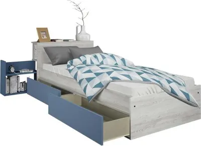 Immagine prodotto di Letto singolo Kazim 90x190 cm-pino/blu
